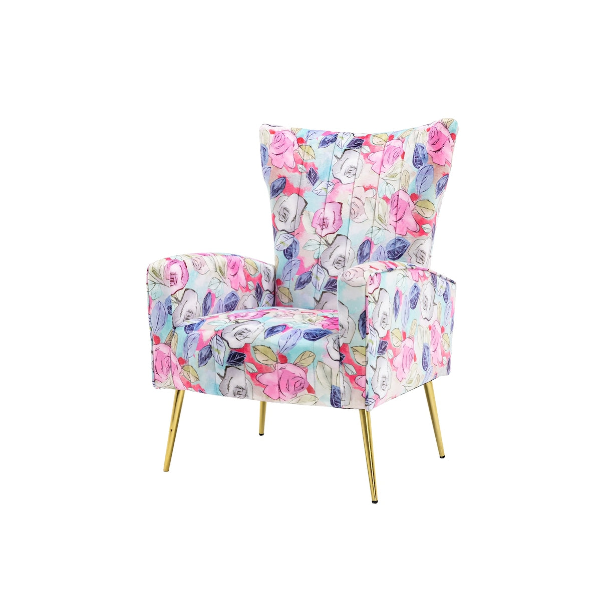 Accent Chair Leisure Single Chair Velvet Upholstery Padded Seat with Metal Feet