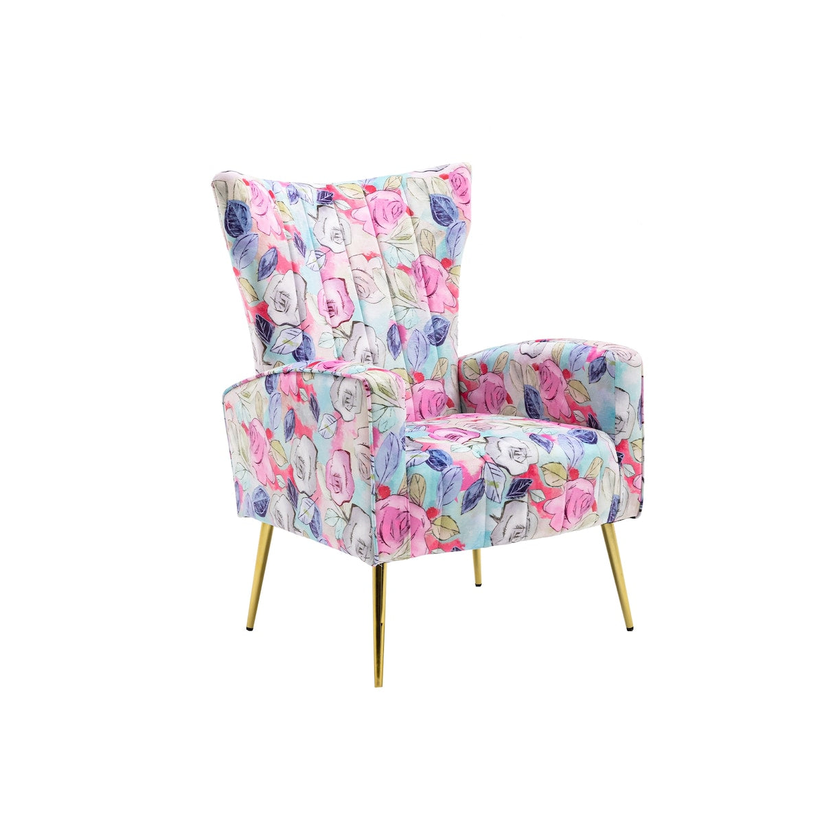 Accent Chair Leisure Single Chair Velvet Upholstery Padded Seat with Metal Feet