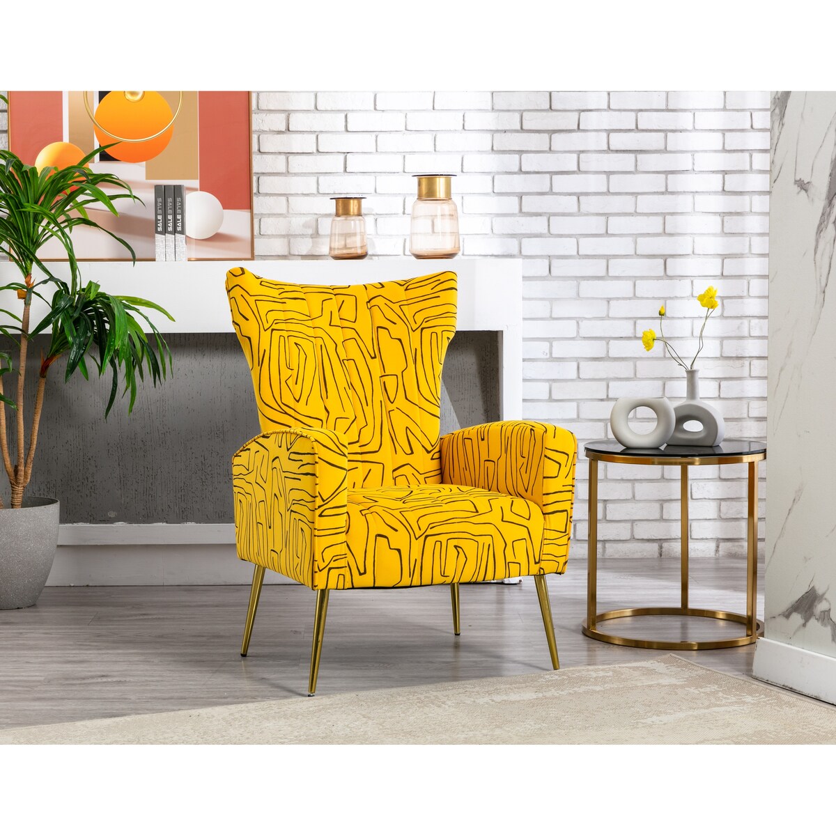 Accent Chair Leisure Single Chair Velvet Upholstery Padded Seat with Tapered Rose Golden Metal Feet for Living Room Decor
