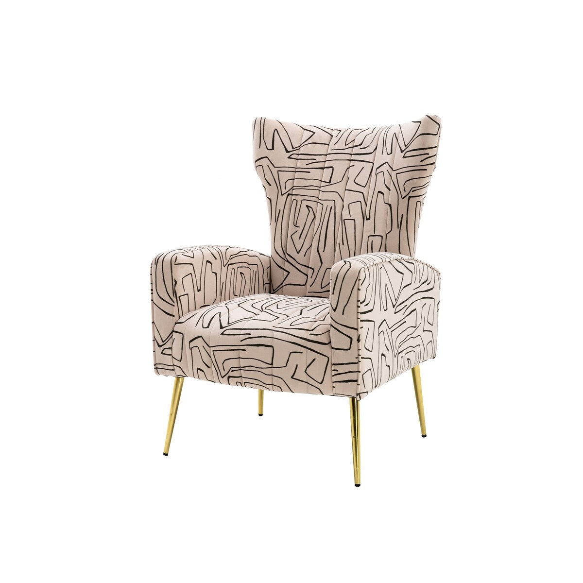 Accent Chair Leisure Single Chair Velvet Upholstery Padded Seat with Tapered Rose Golden Metal Feet for Living Room Decor