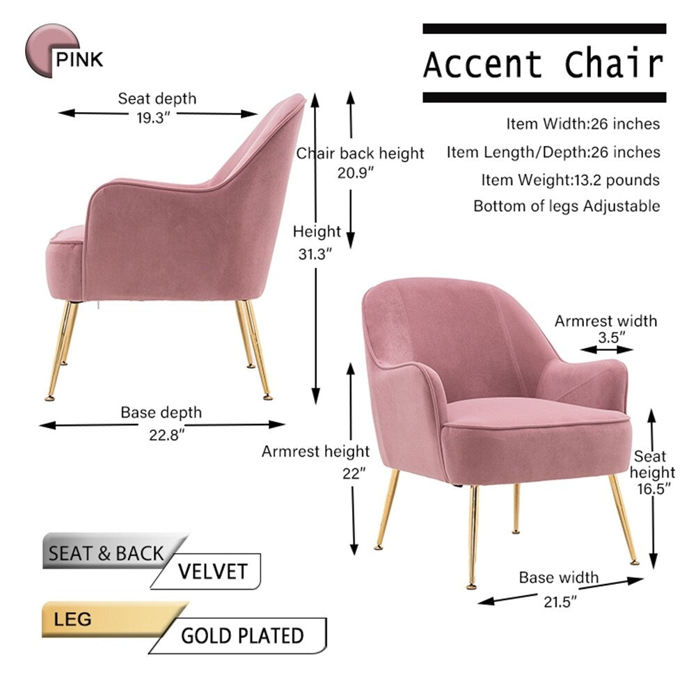 Accent Chair Living Room Chair With Gold Legs And Adjustable Legs