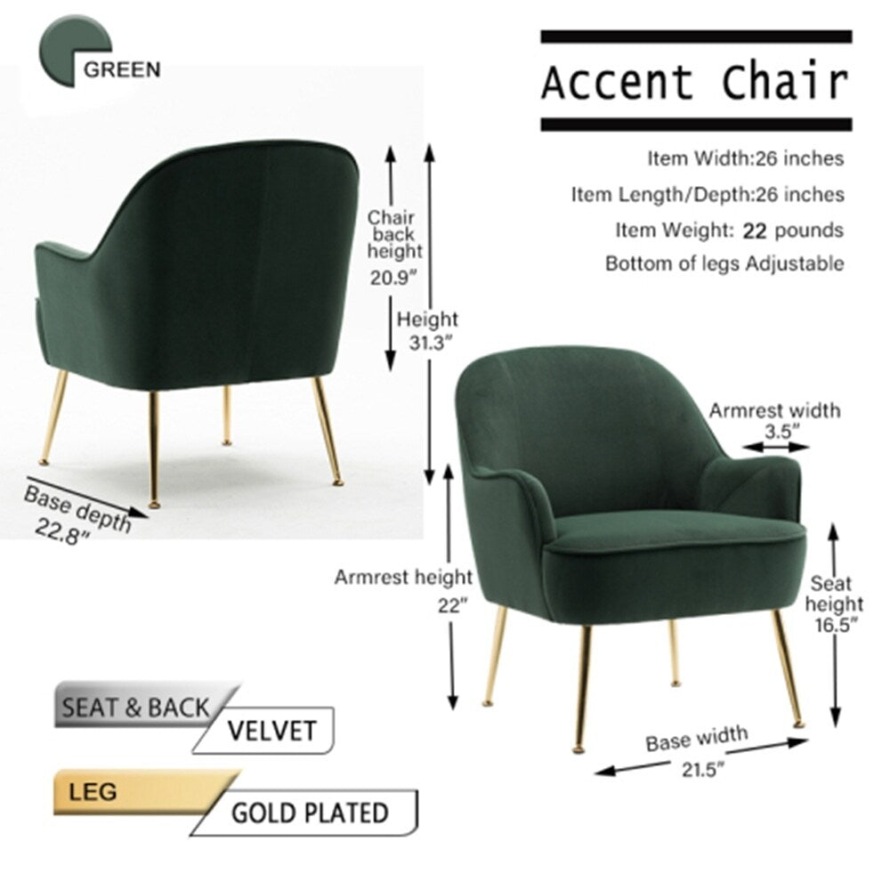 Accent Chair Living Room Chair With Gold Legs And Adjustable Legs