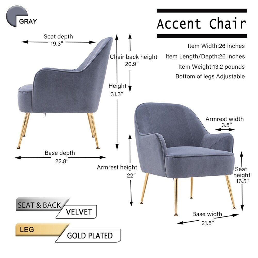 Accent Chair Living Room Chair With Gold Legs And Adjustable Legs