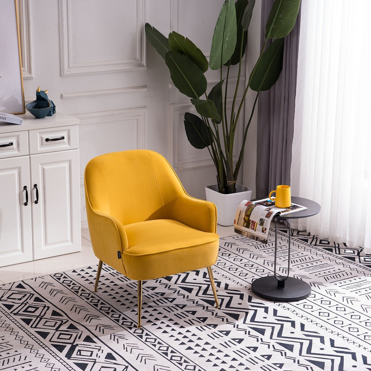 Accent Chair Living Room Chair With Gold Legs And Adjustable Legs