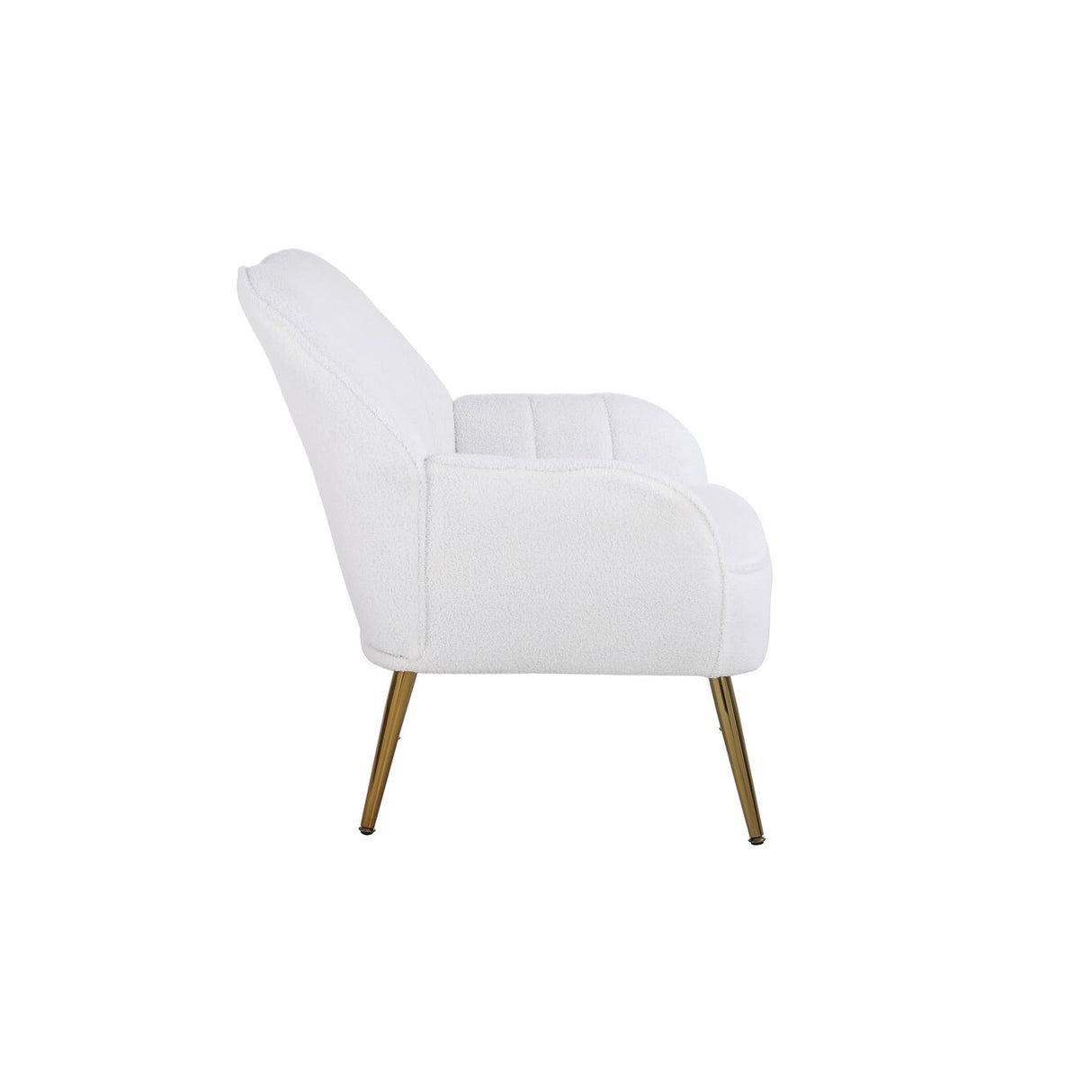 Accent Chair Modern Mid Century Upholstered Arm Chair Lambskin Sherpa Armchair with Gold Legs for Living Room Bedroom