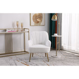 Accent Chair Modern Mid Century Upholstered Arm Chair Lambskin Sherpa Armchair with Gold Legs for Living Room Bedroom