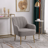 Accent Chair Modern Mid Century Upholstered Arm Chair Lambskin Sherpa Armchair with Gold Legs for Living Room Bedroom