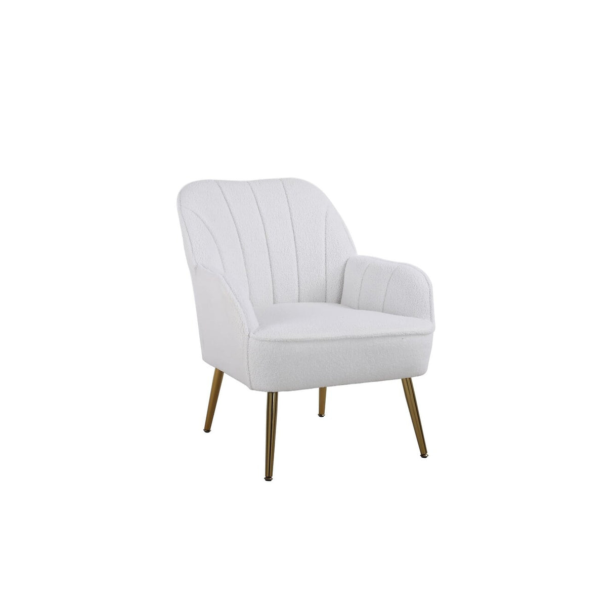 Accent Chair Modern Mid Century Upholstered Arm Chair Lambskin Sherpa Armchair with Gold Legs for Living Room Bedroom