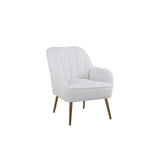 Accent Chair Modern Mid Century Upholstered Arm Chair Lambskin Sherpa Armchair with Gold Legs for Living Room Bedroom