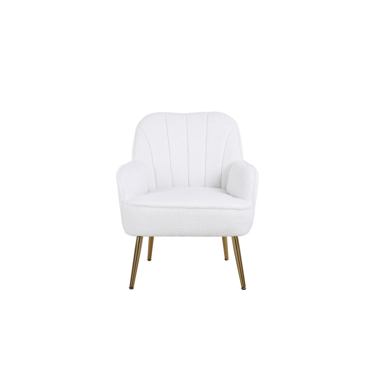Accent Chair Modern Mid Century Upholstered Arm Chair Lambskin Sherpa Armchair with Gold Legs for Living Room Bedroom