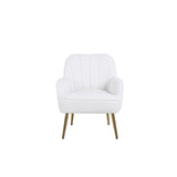 Accent Chair Modern Mid Century Upholstered Arm Chair Lambskin Sherpa Armchair with Gold Legs for Living Room Bedroom