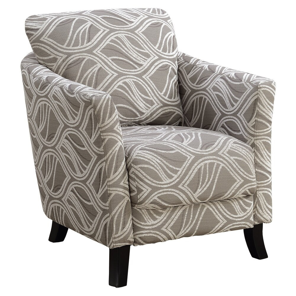 Accent Chair - Taupe Leaf Design Fabric