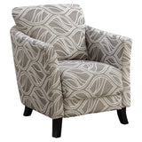 Accent Chair - Taupe Leaf Design Fabric