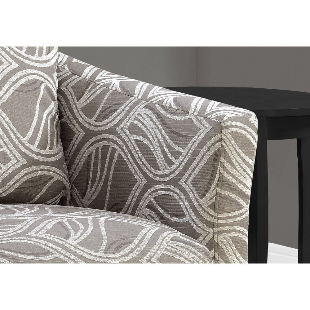 Accent Chair - Taupe Leaf Design Fabric