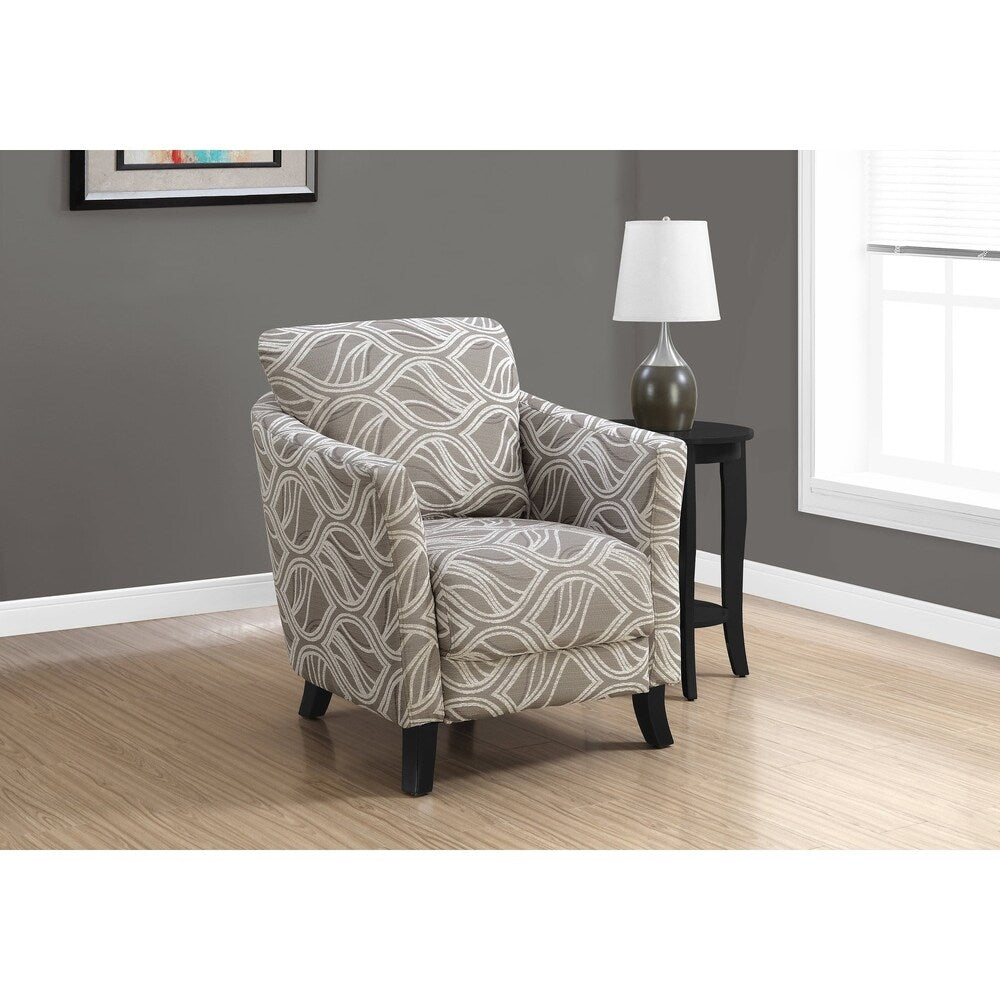 Accent Chair - Taupe Leaf Design Fabric