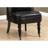 Accent Chair - Traditional Style Dark Brown Leather-Look