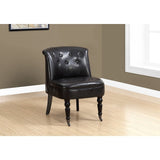 Accent Chair - Traditional Style Dark Brown Leather-Look