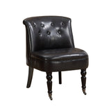 Accent Chair - Traditional Style Dark Brown Leather-Look