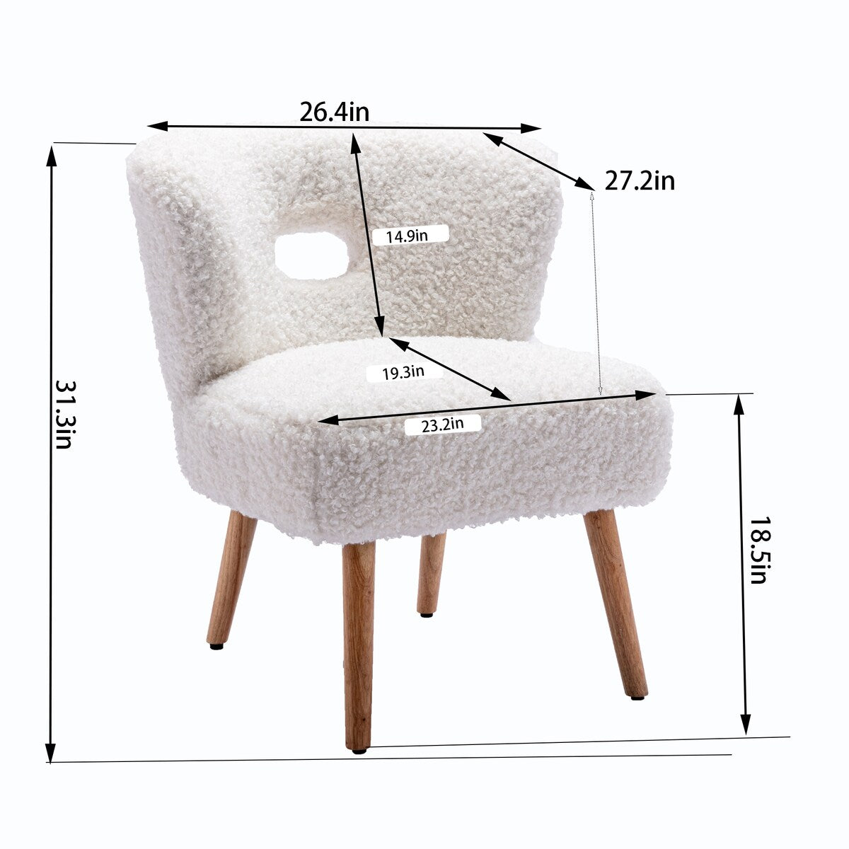 Accent Chair Upholstery Open Back Chair for Living Room Bedroom