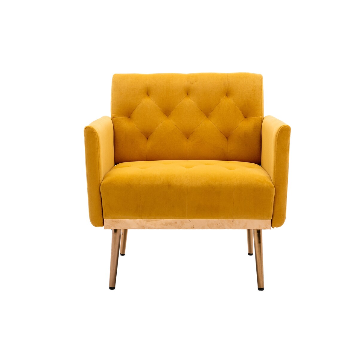 Nordic Style Chic Vintage Accent Chair with Rose Golden Feet and Tapered Legs and Velvet Fabric Upholstery