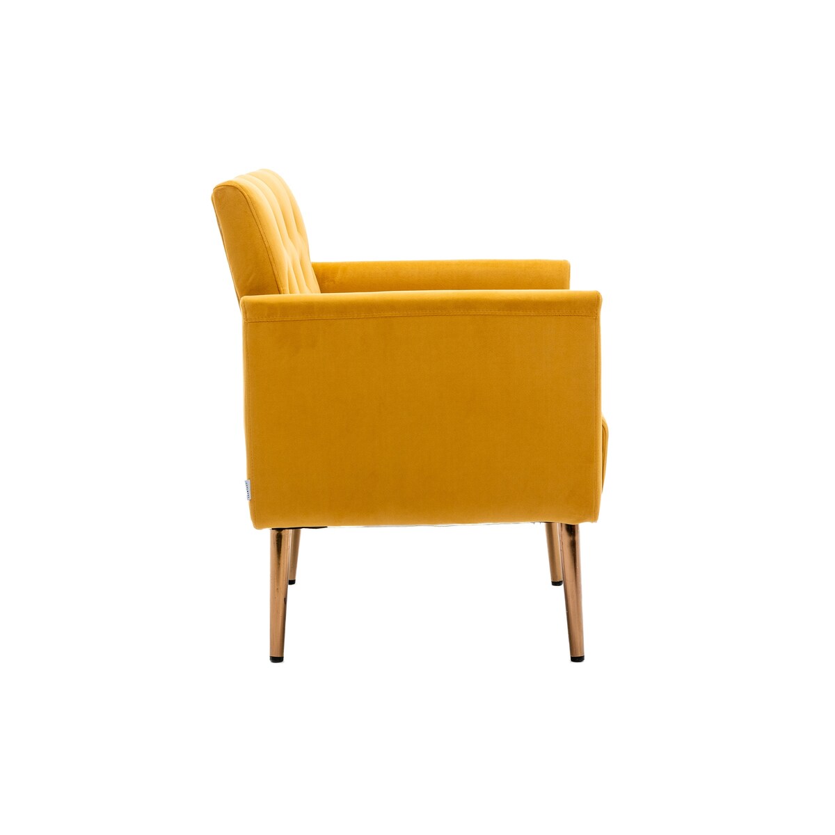 Nordic Style Chic Vintage Accent Chair with Rose Golden Feet and Tapered Legs and Velvet Fabric Upholstery