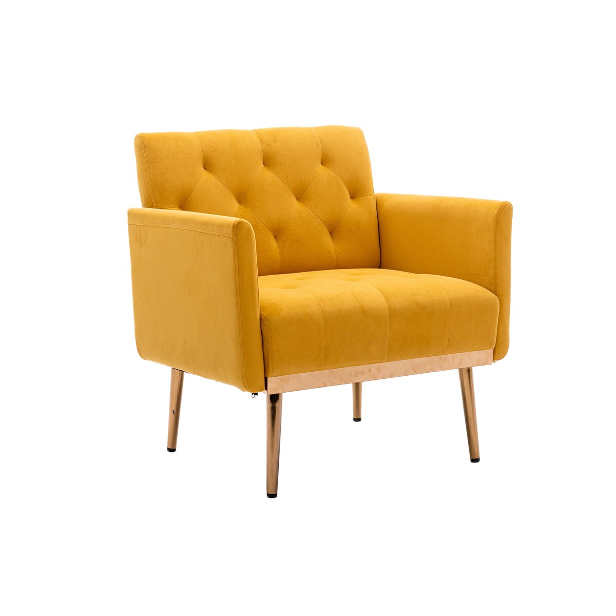 Nordic Style Chic Vintage Accent Chair with Rose Golden Feet and Tapered Legs and Velvet Fabric Upholstery