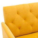 Nordic Style Chic Vintage Accent Chair with Rose Golden Feet and Tapered Legs and Velvet Fabric Upholstery
