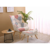 Patchwork Upholstered Accent Chair with Ottoman