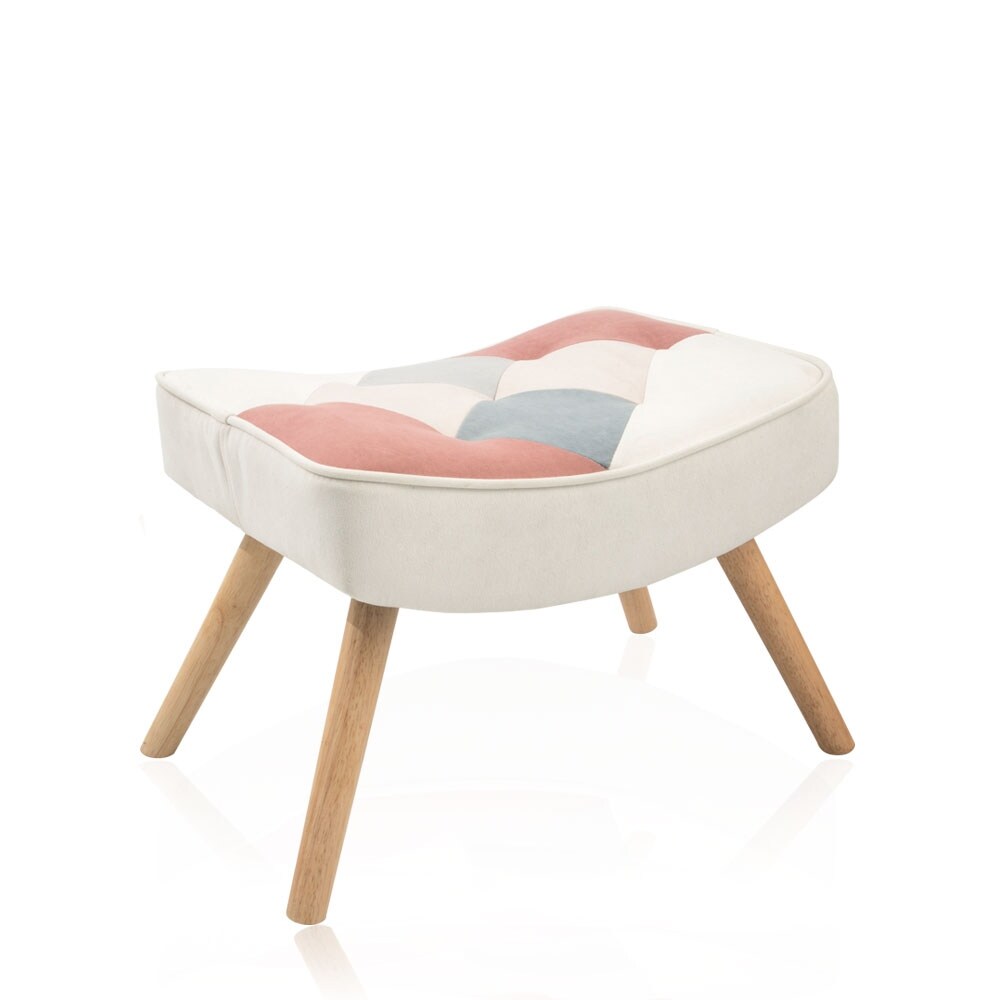 Patchwork Upholstered Accent Chair with Ottoman