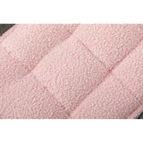 Accent Chair with Ottoman,Teddy Fabric Leisure Reading Chair and Footrest,Pink