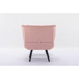 Accent Chair with Ottoman,Teddy Fabric Leisure Reading Chair and Footrest,Pink