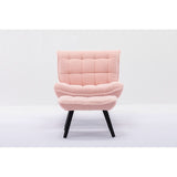 Accent Chair with Ottoman,Teddy Fabric Leisure Reading Chair and Footrest,Pink