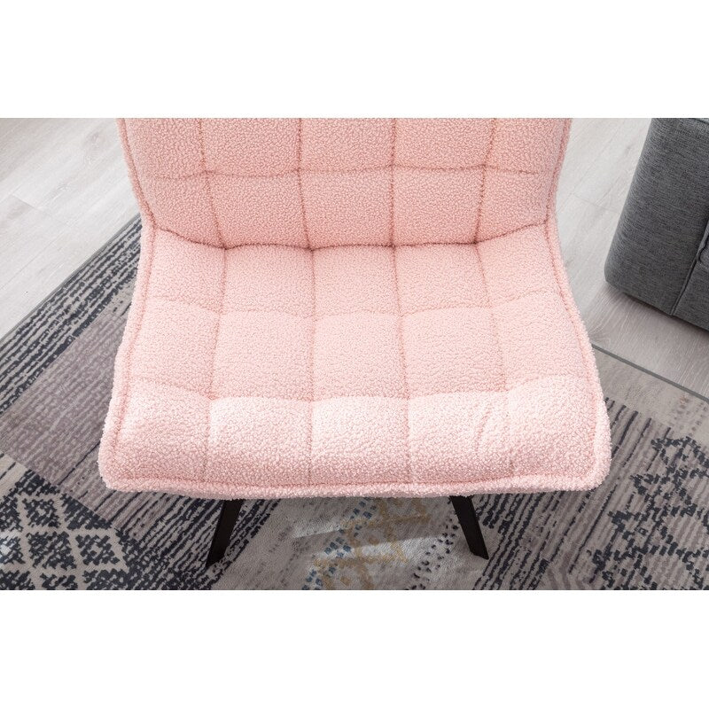 Accent Chair with Ottoman,Teddy Fabric Leisure Reading Chair and Footrest,Pink