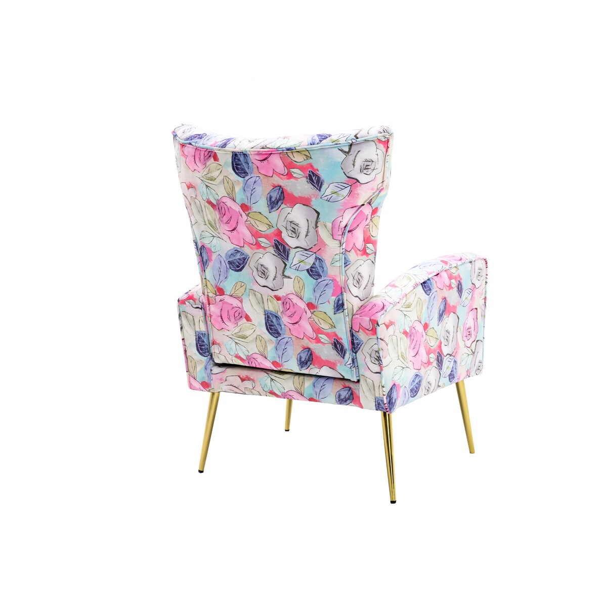 Accent Chair, Leisure Single Chair with Armrest & Golden Metal Legs