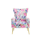 Accent Chair, Leisure Single Chair with Armrest & Golden Metal Legs
