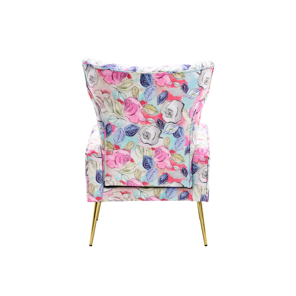 Accent Chair, Leisure Single Chair with Armrest & Golden Metal Legs
