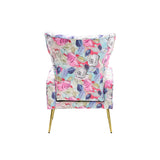 Accent Chair, Leisure Single Chair with Armrest & Golden Metal Legs