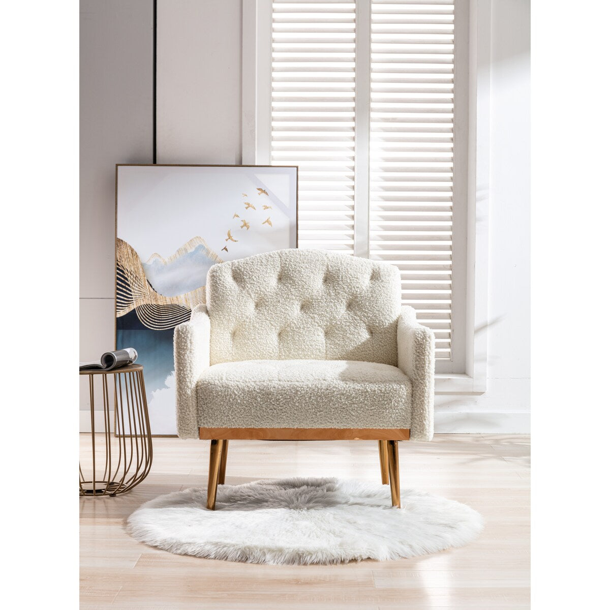 Accent Chair,leisure single sofa with Rose Golden feet
