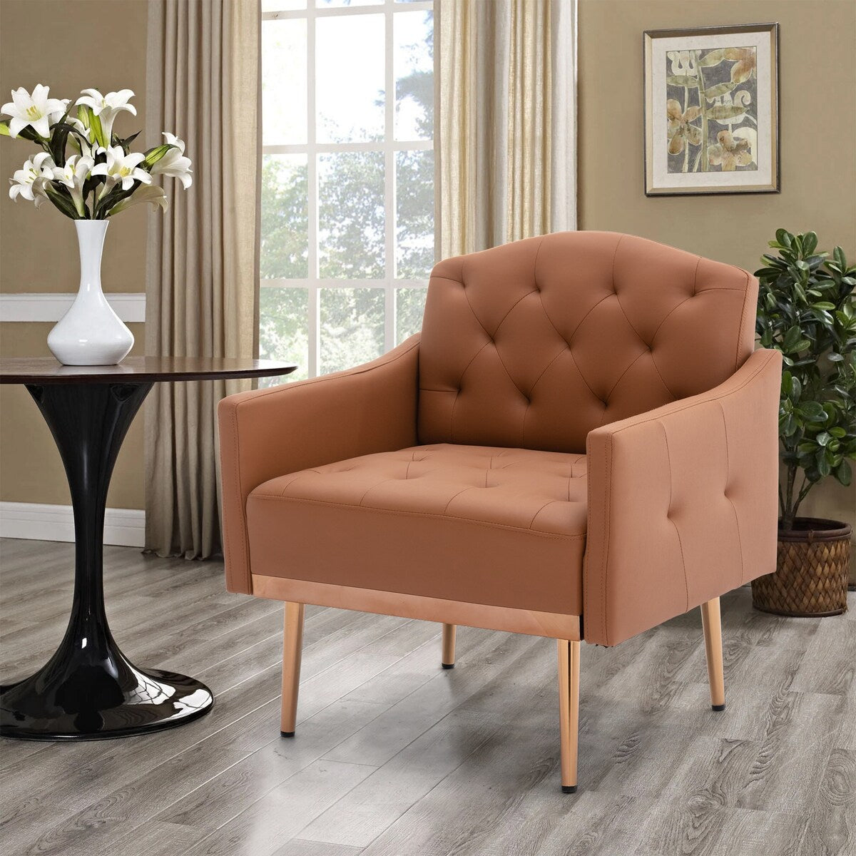 Accent Chair,leisure single sofa with Rose Golden feet