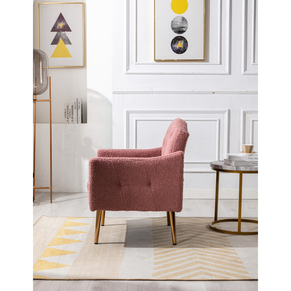 Accent Chair,leisure single sofa with Rose Golden feet