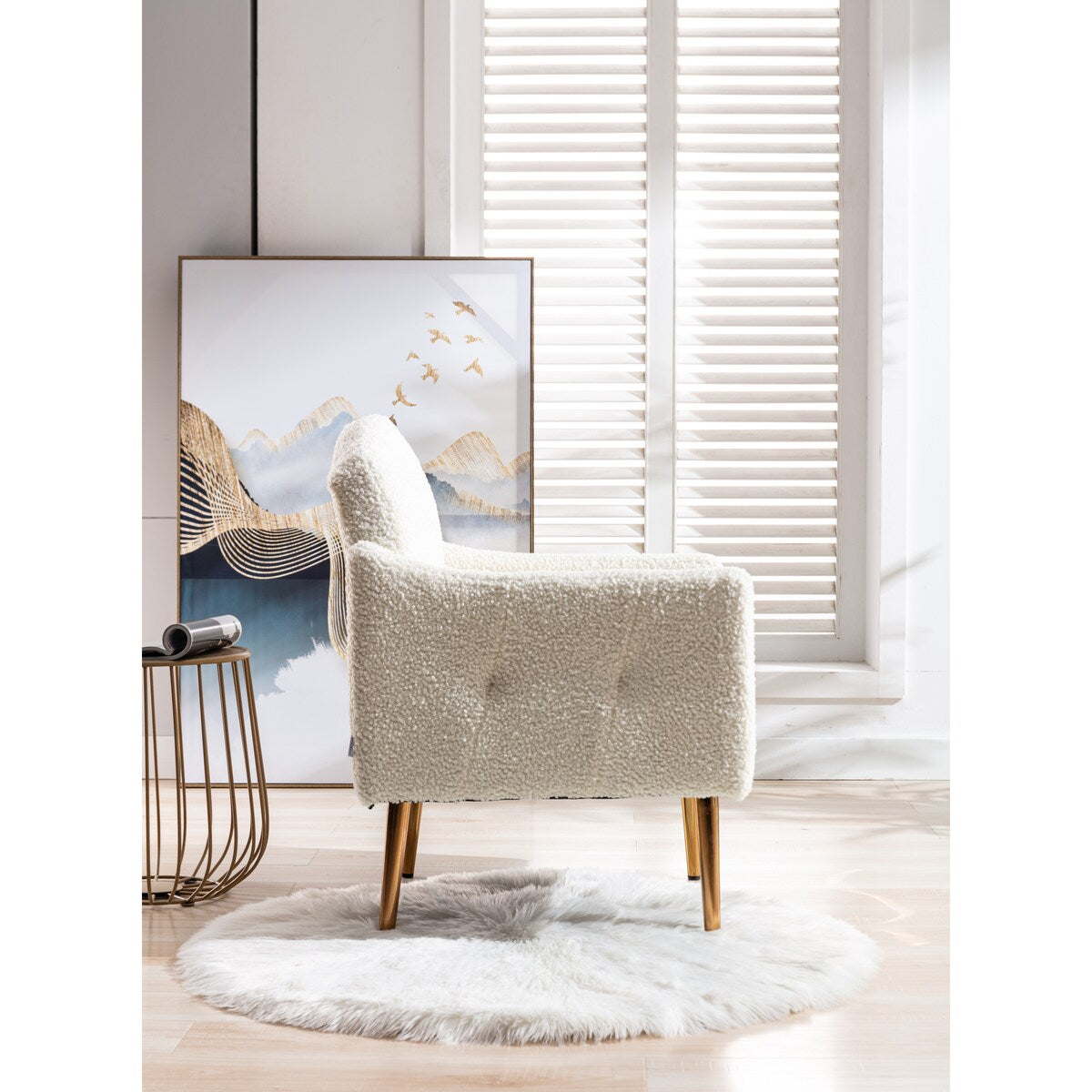 Accent Chair,leisure single sofa with Rose Golden feet