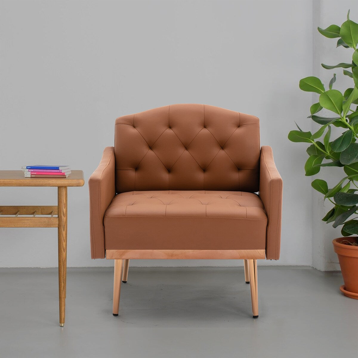 Accent Chair,leisure single sofa with Rose Golden feet