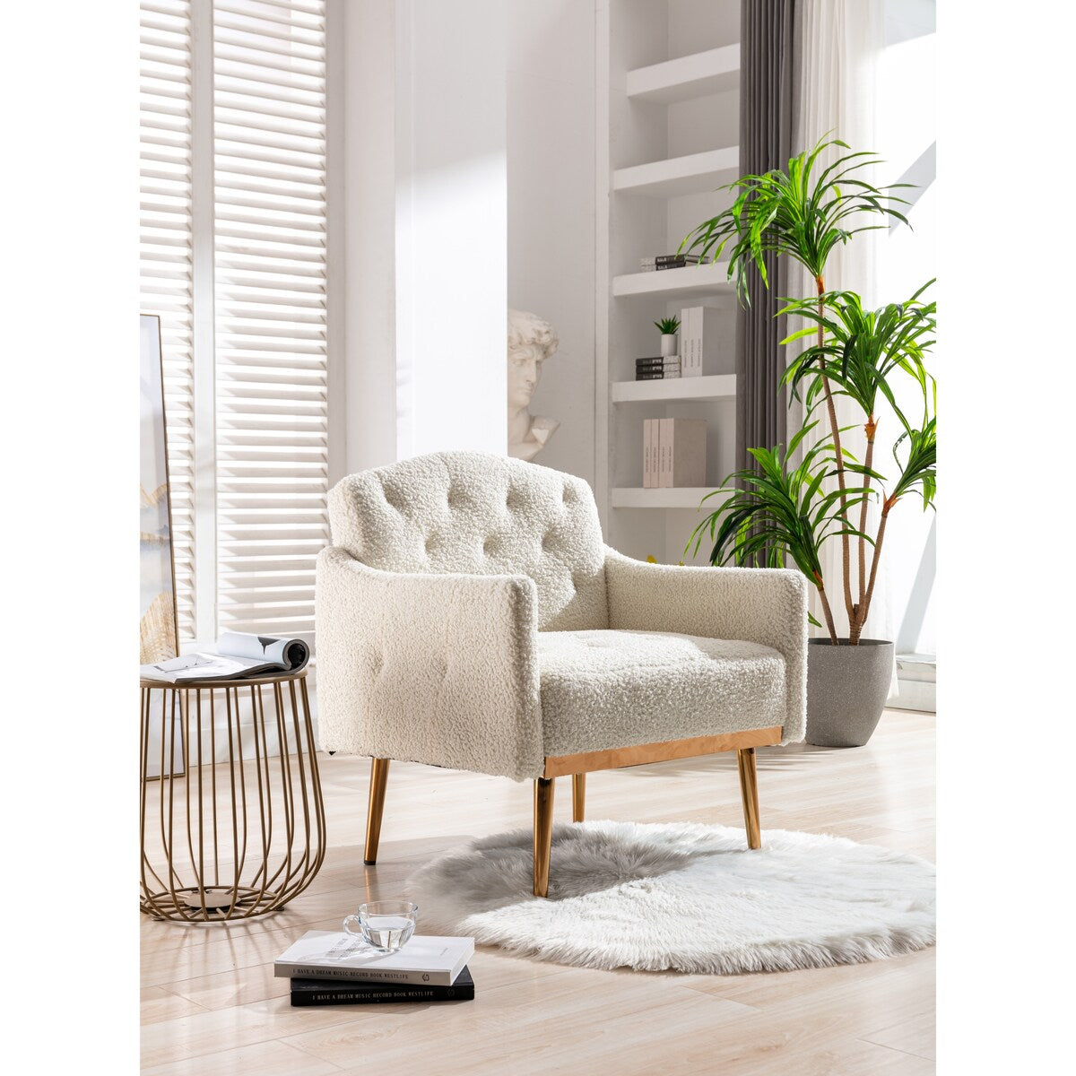 Accent Chair,leisure single sofa with Rose Golden feet