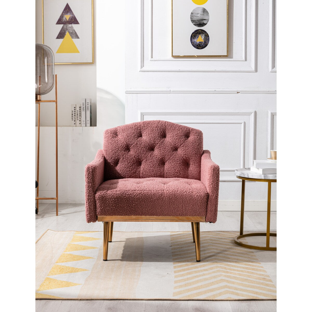 Accent Chair,leisure single sofa with Rose Golden feet