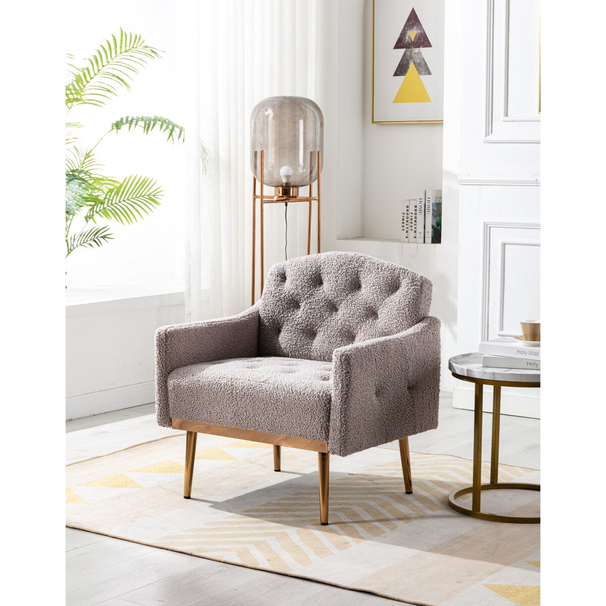 Accent Chair,leisure single sofa with Rose Golden feet