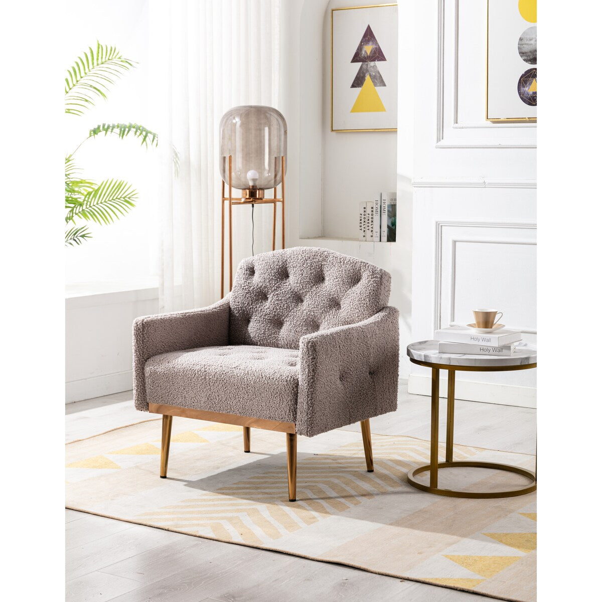 Accent Chair,leisure single sofa with Rose Golden feet