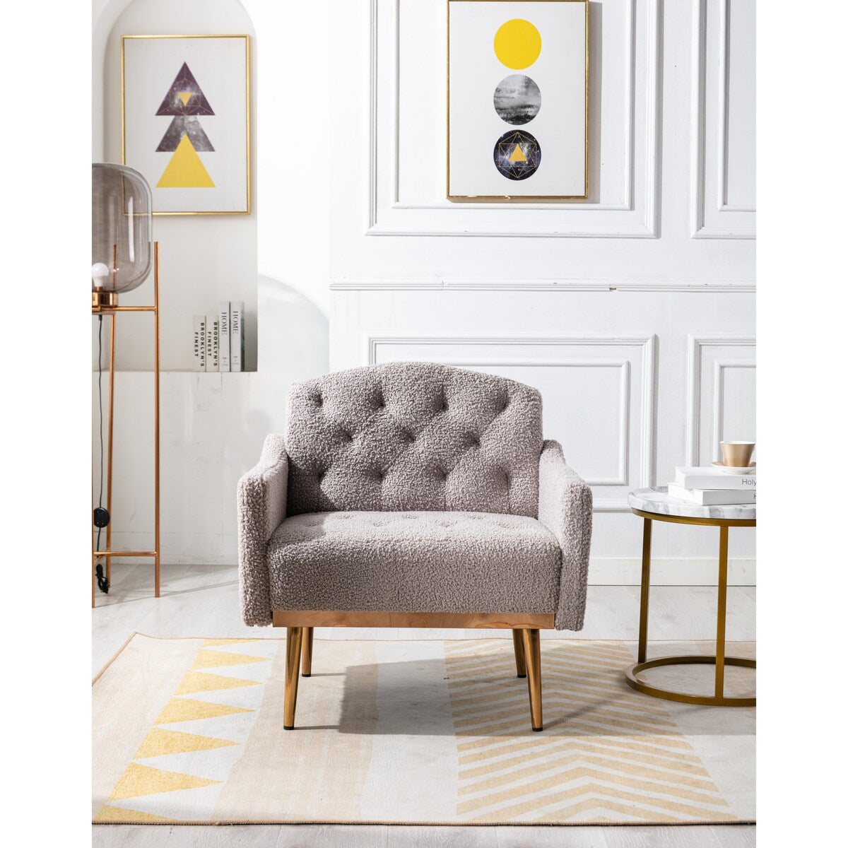 Accent Chair,leisure single sofa with Rose Golden feet