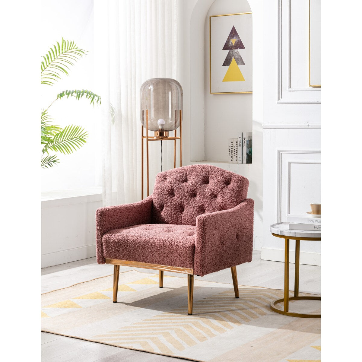 Accent Chair,leisure single sofa with Rose Golden feet