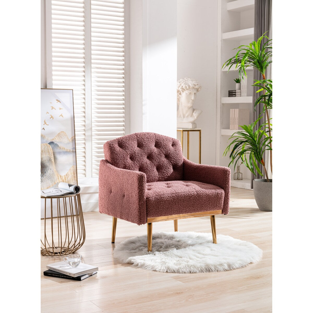 Accent Chair,leisure single sofa with Rose Golden feet