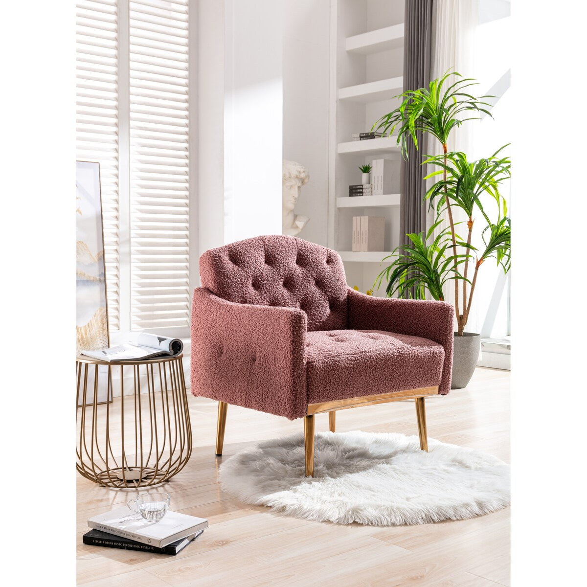 Accent Chair,leisure single sofa with Rose Golden feet